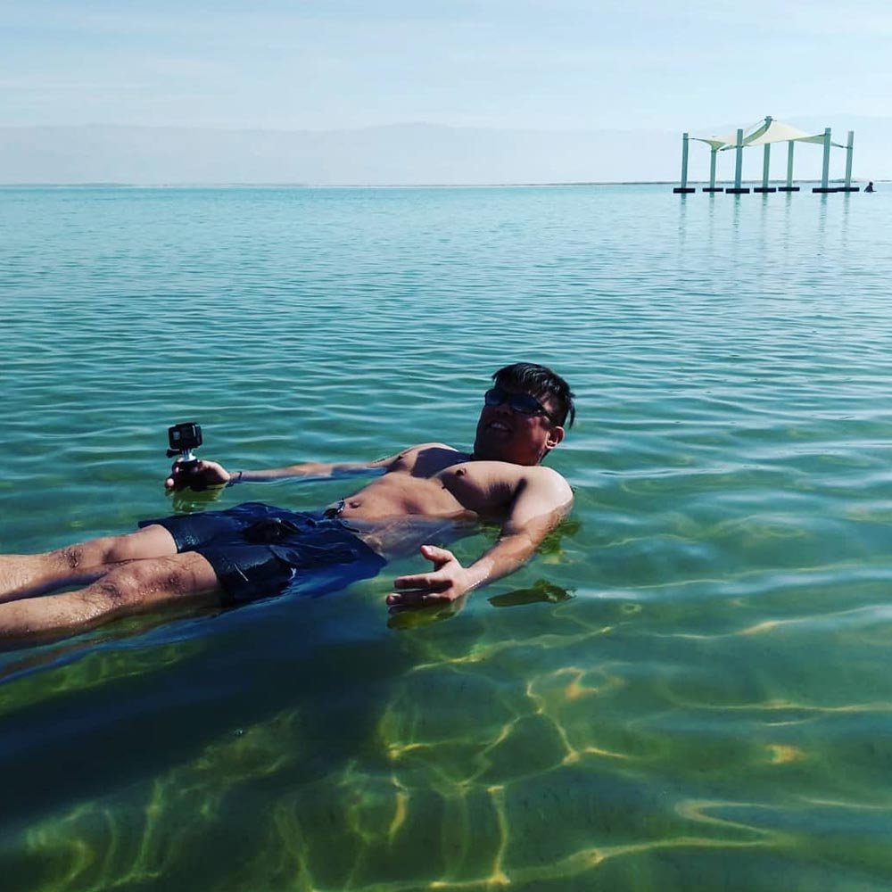Floating in the Dead Sea